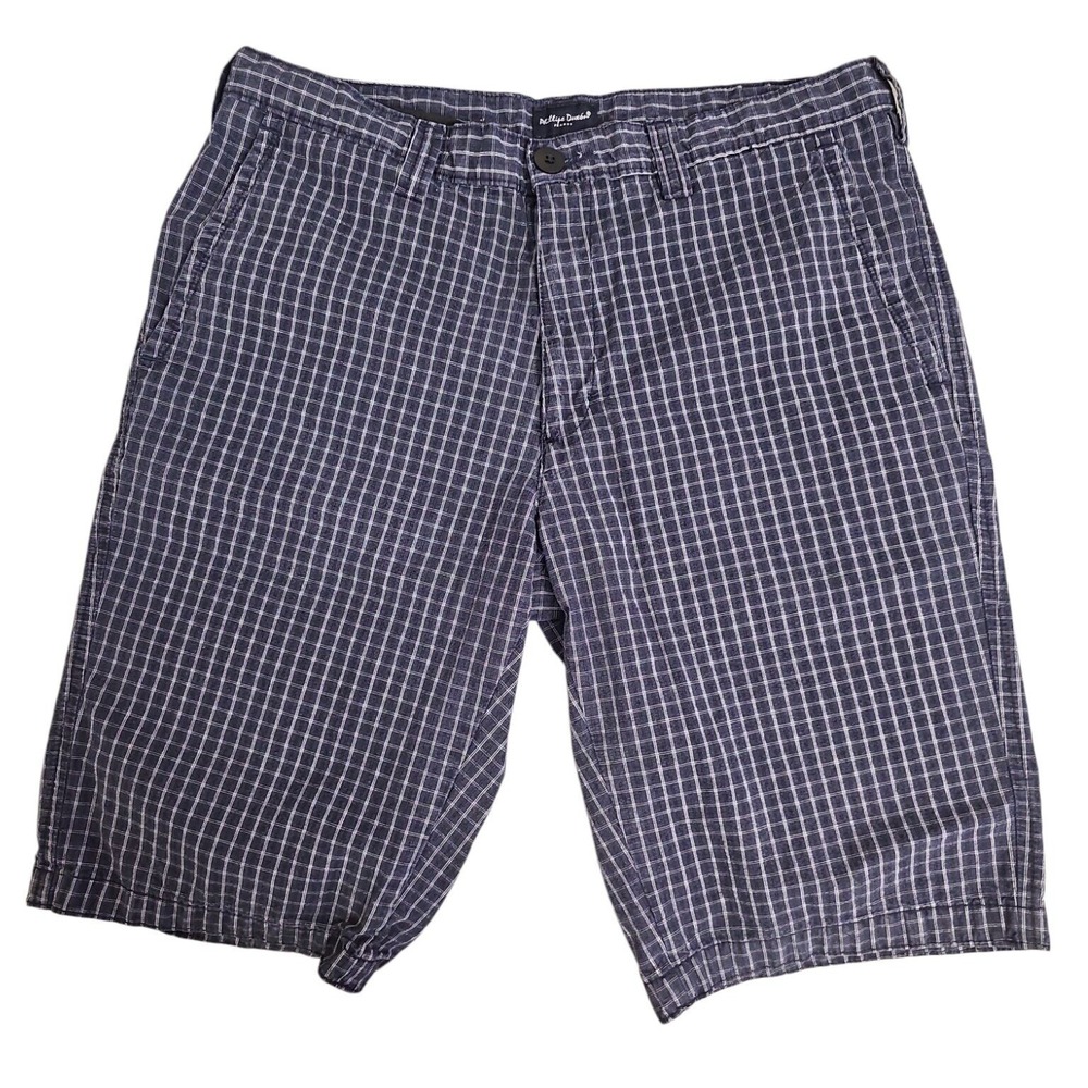 Phillipe‎ Duxon Plaid Shorts Casual Navy Summer Mens Size 34 Made in France